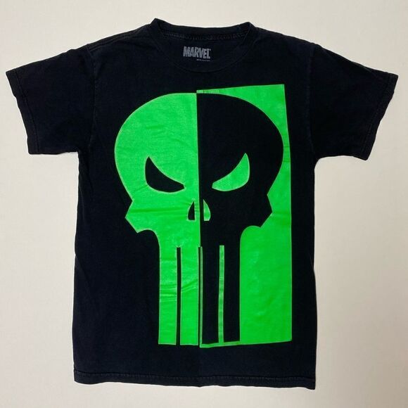 Marvel Black and Green Punisher Logo Graphic Shirt - Picture 2 of 9